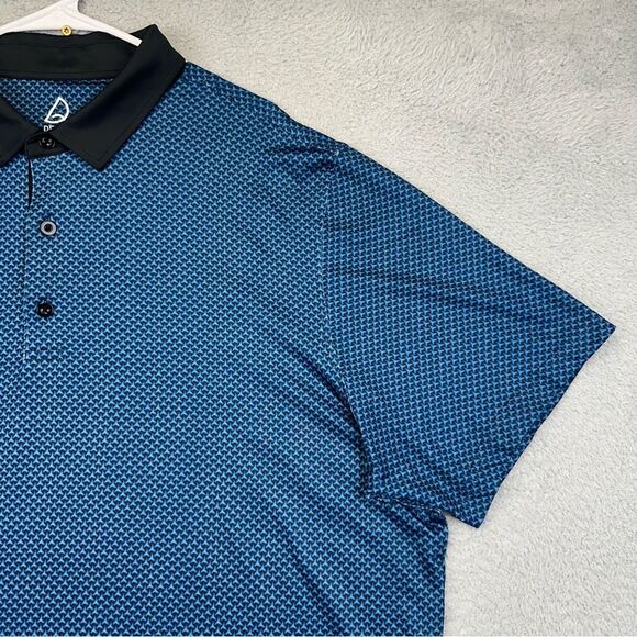 Deolax Polo‎ Shirt Mens XXL Blue Geometric Pattern Stretch Golf Casual Outdoor - Picture 6 of 16